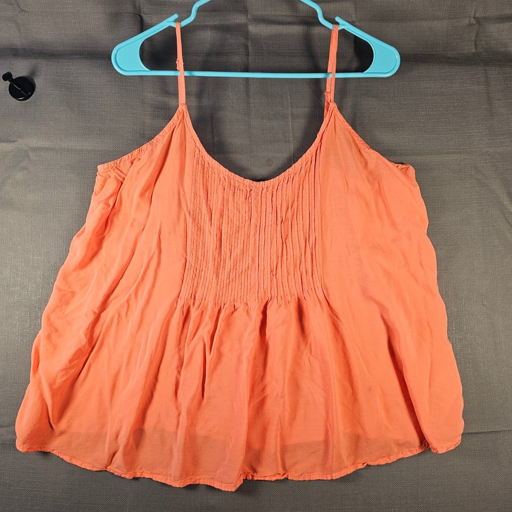Old Navy Womens XL Coral Orange Pintuck Pleated Cami Tank Top Adjustable Straps